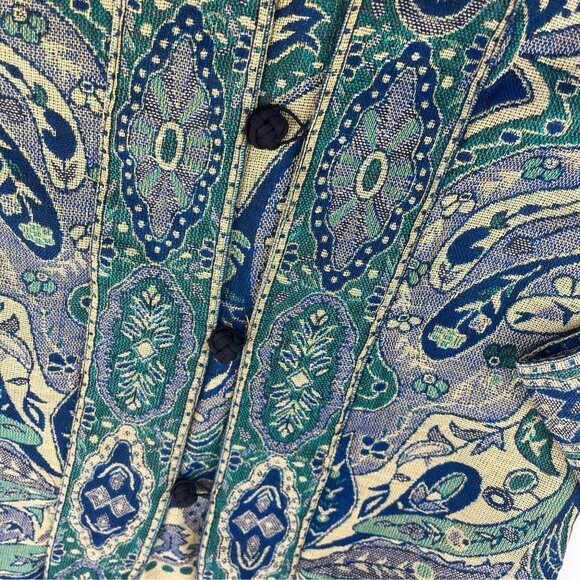 Boho Tapestry Long Duster Jacket Blue Colors Ladies Size MED - Picture 5 of 7